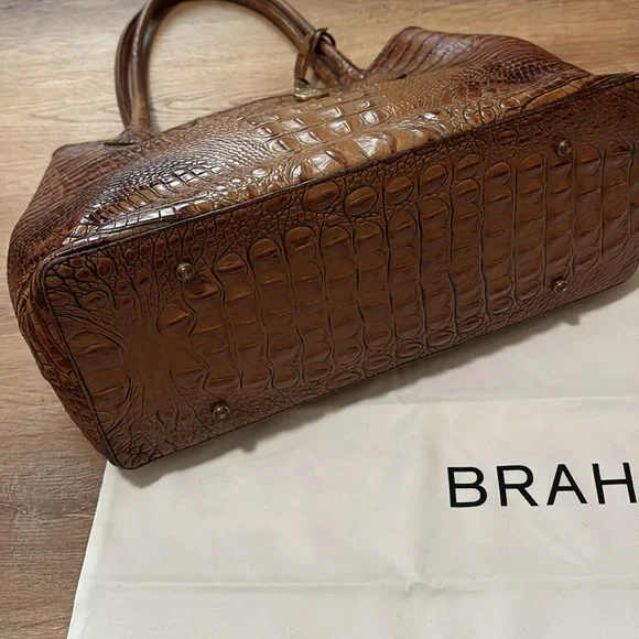 Brahmin Julian Toasted Almond Melbourne Croc Embs Leather Shopper / Tote / Purse - Picture 3 of 6